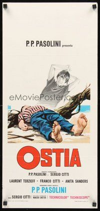 2b371 OSTIA Italian locandina '70 written by Pier Paolo Pasolini, brothers in love with same girl!