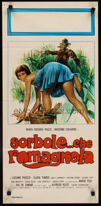 2b401 SORBOLE... CHE ROMAGNOLA Italian locandina '76 Alfredo Rizzo, bizarre art of sexy farmer!