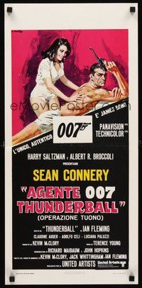 2b414 THUNDERBALL Italian locandina R80s art of Sean Connery as secret agent James Bond 007!
