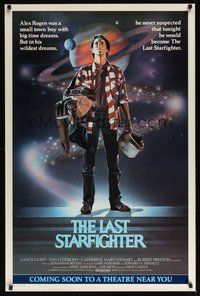 2b056 LAST STARFIGHTER advance 1sh '84 Lance Guest, great sci-fi art by C.D. de Mar!
