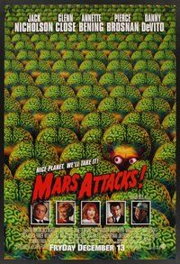 2b188 MARS ATTACKS! advance 1sh '96 directed by Tim Burton, great image of many alien brains!
