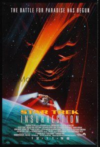 2b227 STAR TREK: INSURRECTION advance DS 1sh '98 Patrick Stewart as Capt Jean-Luc Picard, cool art!
