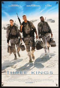 2b232 THREE KINGS advance DS 1sh '99 George Clooney, Mark Wahlberg, & Ice Cube in the Gulf War!