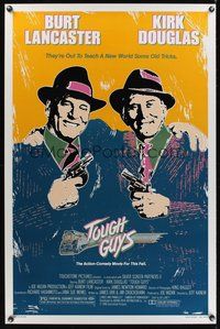 2b097 TOUGH GUYS 1sh '86 great artwork of partners in crime Burt Lancaster & Kirk Douglas!