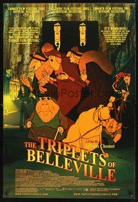 2b240 TRIPLETS OF BELLEVILLE DS 1sh '03 Les Triplettes de Bellville, great cartoon art!