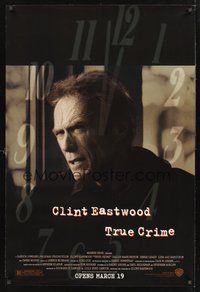 2b241 TRUE CRIME advance DS 1sh '99 great close up of director & detective Clint Eastwood!