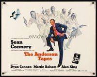 2c019 ANDERSON TAPES 1/2sh '71 art of Sean Connery & gang of masked robbers, Sidney Lumet
