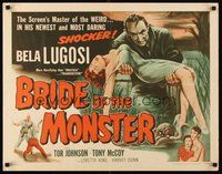 2c001 BRIDE OF THE MONSTER 1/2sh '56 Ed Wood, great art of Bela Lugosi carrying sexy girl!