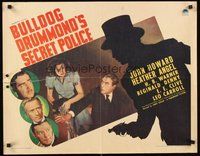 2c065 BULLDOG DRUMMOND'S SECRET POLICE style B 1/2sh '39 cool silhoutte of detective John Howard!