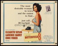 2c067 BUTTERFIELD 8 style A 1/2sh '60 cool art of sexy Elizabeth Taylor as prostitute!