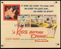 2c221 KISS BEFORE DYING style B 1/2sh '56 art of Robert Wagner throwing Joanne Woodward off cliff!