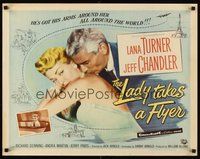 2c222 LADY TAKES A FLYER style A 1/2sh '58 art of Jeff Chandler with sexy Lana Turner!