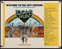 2c240 LOGAN'S RUN int'l 1/2sh '76 art of Michael York & Jenny Agutter running away by Charles Moll!