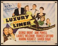 2c253 LUXURY LINER style A 1/2sh '48 George Brent & Jane Powell, nights of romance & revelry!