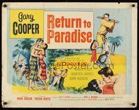 2c342 RETURN TO PARADISE style A 1/2sh '53 art of Gary Cooper, from James A. Michener's story!