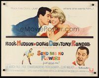 2c359 SEND ME NO FLOWERS 1/2sh '64 great art of Rock Hudson, Doris Day & Tony Randall!