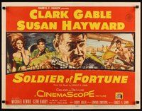 2c380 SOLDIER OF FORTUNE 1/2sh '55 art of Clark Gable shooting gun, plus sexy Susan Hayward!