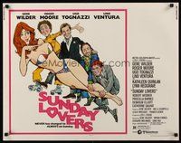 2c410 SUNDAY LOVERS 1/2sh '81 artwork of Gene Wilder, Roger Moore, Ugo Tognazzi, sexy girl!