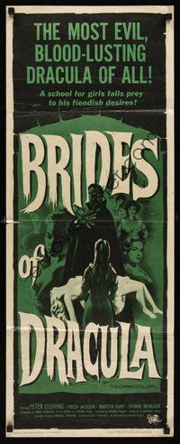 2d081 BRIDES OF DRACULA insert '60 Terence Fisher, Hammer, Peter Cushing as Van Helsing, vampires!