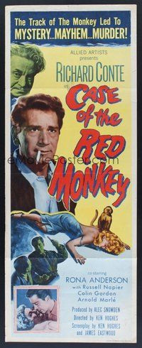 2d101 CASE OF THE RED MONKEY insert '55 Richard Conte solves the impossible crime, Rona Anderson!