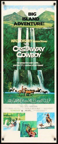 2d102 CASTAWAY COWBOY insert '74 Disney, art of James Garner with lasso in Hawaii on horse!