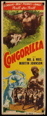 2d109 CONGORILLA insert R46 Osa & Martin Johnson, cool art of giant ape vs. lion!