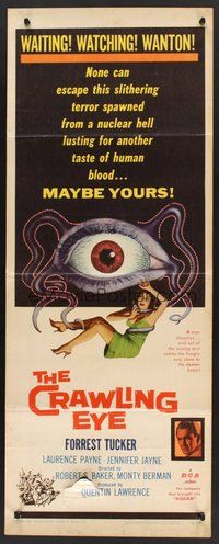 2d113 CRAWLING EYE insert '58 classic artwork of the slithering eyeball monster with victim!