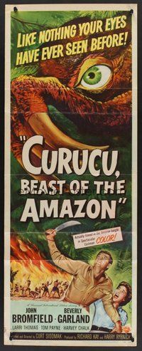 2d117 CURUCU, BEAST OF THE AMAZON insert '56 Universal horror, great monster art by Reynold Brown!