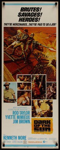 2d121 DARK OF THE SUN insert '68 cool action art of Rod Taylor, Yvette Mimieux & Jim Brown!