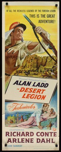 2d128 DESERT LEGION insert '53 art of Alan Ladd in the French Foreign Legion & sexy Arlene Dahl!