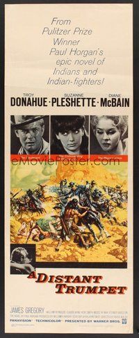 2d134 DISTANT TRUMPET insert '64 cool art of Troy Donahue vs Indians by Frank McCarthy!