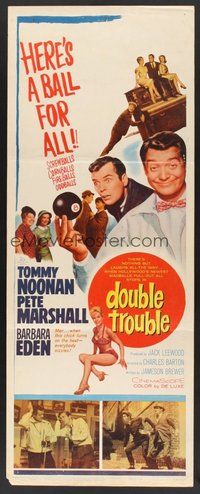 2d140 DOUBLE TROUBLE insert '60 Tommy Noonan, Pete Marshall, sexy Barbara Eden in swimsuit!