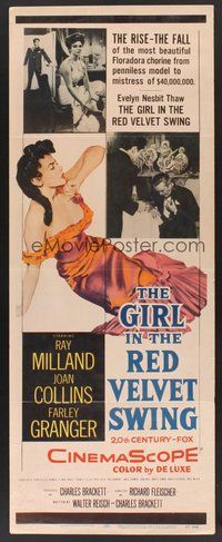 2d168 GIRL IN THE RED VELVET SWING insert '55 art of sexy Joan Collins as Evelyn Nesbitt Thaw!