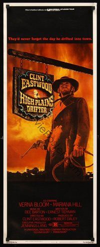 2d191 HIGH PLAINS DRIFTER insert '73 classic art of Clint Eastwood holding gun & whip!