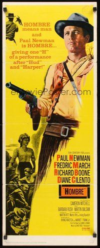 2d194 HOMBRE insert '66 Paul Newman, Fredric March, directed by Martin Ritt, it means man!