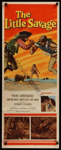 2d250 LITTLE SAVAGE insert '59 Pedro Armendariz, action art of pirates fighting over treasure!