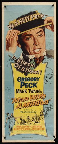 2d283 MAN WITH A MILLION insert '54 Gregory Peck picks up a million babes & laughs, by Mark Twain!