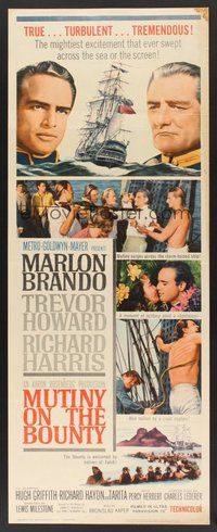 2d314 MUTINY ON THE BOUNTY insert '62 Marlon Brando, Trevor Howard, Richard Harris!