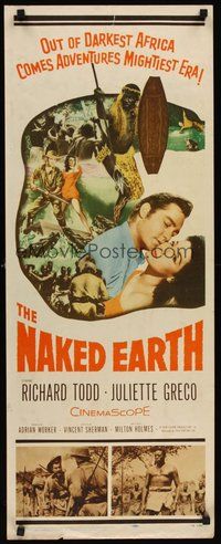 2d319 NAKED EARTH insert '58 sexy Juliette Greco, out of darkest Africa comes mighty adventure!