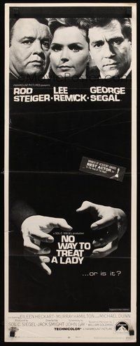 2d337 NO WAY TO TREAT A LADY insert '68 Rod Steiger, Lee Remick & George Segal!