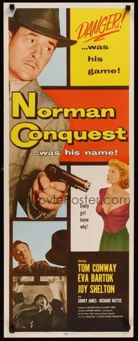 2d339 NORMAN CONQUEST insert '53 Tom Conway, conquest was his name, danger was his game!