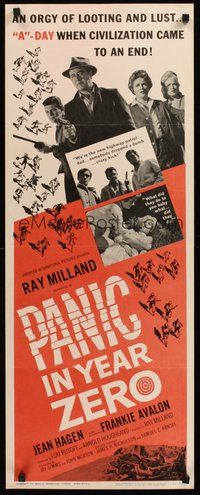 2d362 PANIC IN YEAR ZERO insert '62 Ray Milland, Jean Hagen, Avalon, orgy of looting & lust!