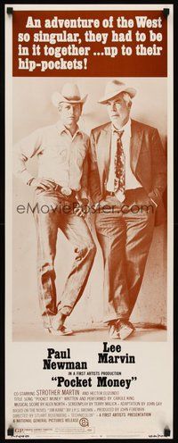 2d385 POCKET MONEY insert '72 great full-length portrait of Paul Newman & Lee Marvin!