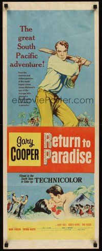 2d427 RETURN TO PARADISE insert '53 art of Gary Cooper, from James A. Michener's story!