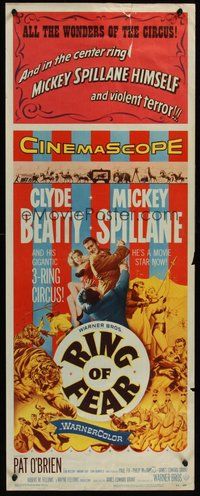 2d438 RING OF FEAR insert '54 Clyde Beatty and his gigantic 3-ring circus + Mickey Spillane!