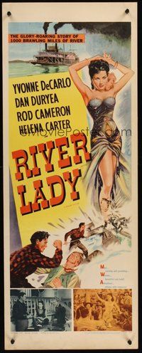 2d445 RIVER LADY insert R56 Yvonne De Carlo, Dan Duryea, brawling story of the lusty Mississippi!