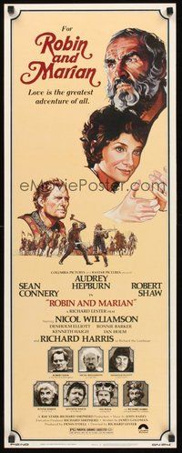 2d449 ROBIN & MARIAN insert '76 art of Sean Connery & Audrey Hepburn by Drew Struzan!