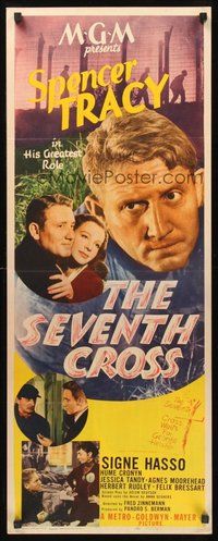 2d498 SEVENTH CROSS insert '44 c/u portrait of Spencer Tracy in his greatest role, Signe Hasso