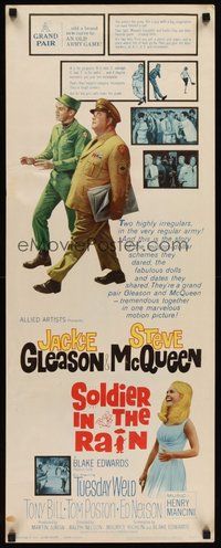 2d539 SOLDIER IN THE RAIN insert '64 close-ups of misfit soldiers Steve McQueen & Jackie Gleason!