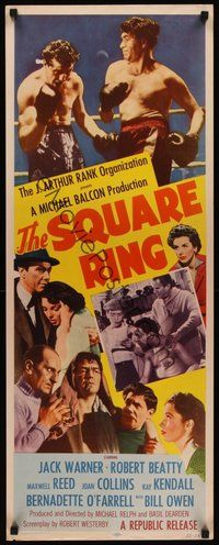 2d554 SQUARE RING insert '55 boxer Robert Beatty + sexy Joan Collins & Kay Kendall!